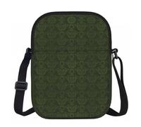 DUWAA Hunter Green Floral Petals Pattern Print Adjustable Strap Oxford Sling Bag, Small Water-Resistant Crossbody Purse For Travel