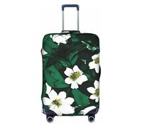 DUWAA Hunter Green Floral Petals Pattern Print Luggage Cover Elastic Suitcase Cover Protector Fits 18-32 Inch Suitcase Travel Accessories, White, M