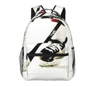DUWAA Ice Hockey Pattern Print Shoulder Bag With 1 Large, 1 Front And 2 Side Pockets, Adults Water-Resistant Bookbag Backpack