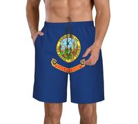 DUWAA Idaho State Flag Print Men's Quick Dry Shorts with Pockets, Summer Beach Athletic Shorts, for Hiking Running Gym White