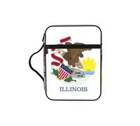 DUWAA Illinois State Flag Print 26Ã- 20 Cm Large Capacity Bible Cover Case, Study Supplies Tote Bag for Women and Christian
