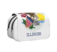 DUWAA Illinois State Flag print Pen Pencil Case with Zipper Clear Makeup Color Pouch Cosmetics Bag Multi-Purpose Stationary Bag