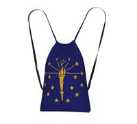 DUWAA Indiana State Flag Print Drawstring Backpack Foldable String Bag Cinch Bag Beach Bag Travel Backpack Anti Tear Gym Bag