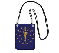 DUWAA Indiana State Flag Print Small Crossbody Bags For Women Trendy, Phone Purse With Adjustable Strap,For Hiking Travel, Black, One Size