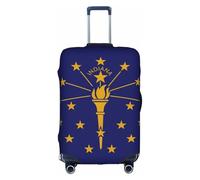 DUWAA Indiana State Flag Print Travel Luggage Cover, Waterproof Dustproof Suitcase Protector, Elastic Luggage Protector, White, S