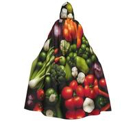 DUWAA Introduction of various vegetables print Cloak With Hood Unisex Medieval Cloak Wizard Robe Renaissance Cape Halloween Costume Cosplay