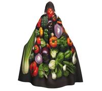 DUWAA Introduction of various vegetables print Cloak With Hood Unisex Medieval Cloak Wizard Robe Renaissance Cape Halloween Costume Cosplay