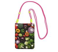 DUWAA Introduction Of Various Vegetables Print Crossbody Bag For Women, Shoulder Bag Purse, Travel Sport Mini Phone Bag, Phone Wallet, Fuchusia, One Size