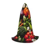 DUWAA Introduction Of Various Vegetables Print Halloween Hooded Cloak Cape Medieval Style For Christmas Party, Cosplay Masquerade Costumes