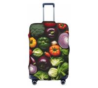 DUWAA Introduction Of Various Vegetables Print Luggage Cover Elastic Suitcase Cover Protector Fits 18-32 Inch Suitcase Travel Accessories, White, M