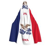 DUWAA Iowa State Flag Print 59inch Carnival Cape, Unisex Adult Hooded Cloak For Halloween Witch Vampire Wizard Cosplay