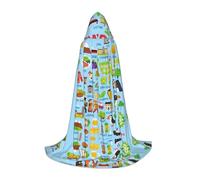 DUWAA Ireland Map With Icons Print Halloween Costume Clothes Halloween Medieval Costume Cape For Women Men Renaissance Hooded Cloak
