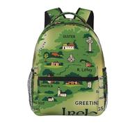 DUWAA Ireland Map With Landmarks Print Rucksack Bag For Men Women High-Capacity Vacuum Backpack Multi-Layer Design Travel Backpack