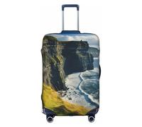 DUWAA Ireland Outdoors County Clare The Cliffs Print Travel Luggage Cover, Waterproof Dustproof Suitcase Protector, Elastic Luggage Protector, White, S
