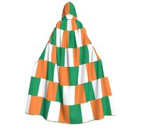 DUWAA Irish flag print Cloak With Hood Unisex Medieval Cloak Wizard Robe Renaissance Cape Halloween Costume Cosplay