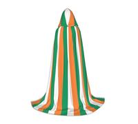 DUWAA Irish Flag Print Medieval Cloak Wizard Robe Cloak With Hood Renaissance Cape Halloween Costume Cosplay Prop