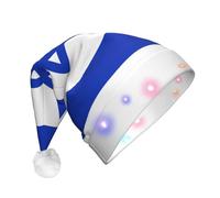 DUWAA Israeli Flag Print Light Up Christmas Hat, Glow Lighted Santa Cap With Colorful Led Strip Light For Adults