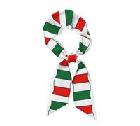 DUWAA Italian Flag Green White Red Print Silk Feeling Scarf For Women, Lightweight Long Versatile Headscarf, Satin Hair Scarves