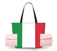DUWAA Italian Flag Print Large Work Tote Bag with Yoga Mat Holder, Large Size Pocket Everyday Bag for Yoga Gym
