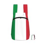 DUWAA Italian Flag Print Portable Daypack, Foldable Lightweight Storage Shoulder Backpack Bag For Travel Hicking Outdoor