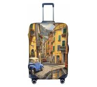 DUWAA Italian Street Print Luggage Cover Elastic Suitcase Cover Protector Fits 18-32 Inch Suitcase Travel Accessories, White, M