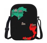 DUWAA Italy Map Cities Marked Print Oxford Crossbody Sling Bag, Water-Resistant Adjustable Purse For Women Travel Daily Use