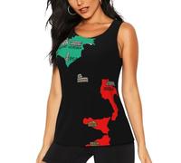 DUWAA Italy Map Cities Marked Print Women's Workout Tank Top, Casual Athletic Running Yoga Shirts, Quick Dry Sleeveless Tops Black