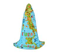 DUWAA Italy Map With Food Icons Print Halloween Costume Clothes Halloween Medieval Costume Cape For Women Men Renaissance Hooded Cloak