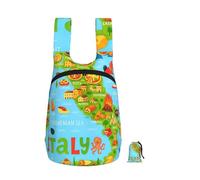 DUWAA Italy Map With Food Icons Print Packable Backpack 16l Gym Backpack Portable Storage Carry On Backpack Travel Bag For Men Women