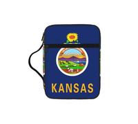 DUWAA Kansas State Flag Print Multi Functional Bible Bag Cosmetic Bags with Handle Waterproof Pencil Case with Compartments