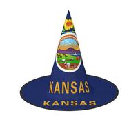 DUWAA Kansas State Flag Print Print Halloween Hanging Witch Hats Costume Accessories, Decorations For Home, Yard, Porch-3pcs