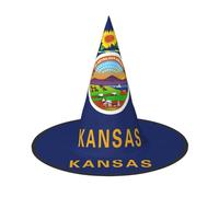 DUWAA Kansas State Flag Print Print Halloween Hanging Witch Hats Costume Accessories, Decorations For Home, Yard, Porch-3pcs