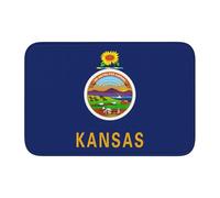 DUWAA Kansas State Flag Print Rug 60x40cm, Soft Crystal Velvet Carpet With Non-Slip Dots Anti-Curling And Anti-Fraying Edges