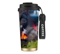 DUWAA Kilauea Volcano Bloom Print Stainless Steel Insulated Travel Coffee Mug, Camping Mug,Coffee Tumbler For Men Women