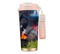 DUWAA Kilauea Volcano Bloom Print Stainless Steel Insulated Travel Coffee Mug, Camping Mug,Coffee Tumbler For Men Women