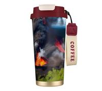 DUWAA Kilauea Volcano Bloom Print Stainless Steel Insulated Travel Coffee Mug, Camping Mug,Coffee Tumbler For Men Women