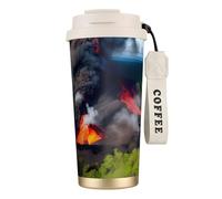 DUWAA Kilauea Volcano Bloom Print Stainless Steel Insulated Travel Coffee Mug, Camping Mug,Coffee Tumbler For Men Women