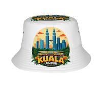 DUWAA Kuala Lumpur Cityscape Print Bucket Hat, Foldable Summer Travel Beach Sun Hat,Outdoor Cap, Wide-Brim Hat for Men Women Black
