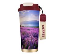DUWAA Lavender Fields Print Stainless Steel Insulated Travel Coffee Mug, Camping Mug,Coffee Tumbler For Men Women