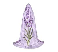 DUWAA Lavender Stamp Print Halloween Hooded Cloak Cape Medieval Style For Christmas Party, Cosplay Masquerade Costumes