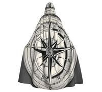 DUWAA Law Of The Compass Navigation 1 Print 59inch Carnival Cape, Unisex Adult Hooded Cloak For Halloween Witch Vampire Wizard Cosplay