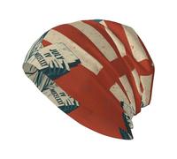 DUWAA Liberty Statue with American Print Adult Men's Knit Hat, Toboggan Hats, Unisex Warm Winter Beanie Hat, for Outdoor Activities Black