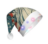 DUWAA Liberty Statue With American Print Light Up Christmas Hat, Glow Lighted Santa Cap With Colorful Led Strip Light For Adults