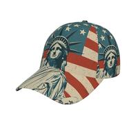 DUWAA Liberty Statue with American Print Men's Baseball Caps, Adjustable Trucker Hat, Womens Ponytail Hat, Sport Baseball Cap Black