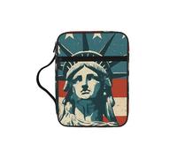 DUWAA Liberty Statue with American Print Multi Functional Bible Bag Cosmetic Bags with Handle Waterproof Pencil Case with Compartments