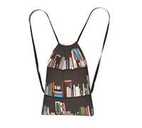 DUWAA Library Bookcase Print Drawstring Backpack Foldable String Bag Cinch Bag Beach Bag Travel Backpack Anti Tear Gym Bag