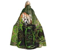DUWAA Little Red Panda print Cloak with Hood for Men Women, Hooded Cape Cloak Unisex Halloween Witch Vampire Costume