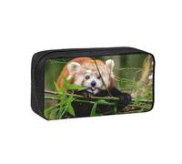 DUWAA Little Red Panda Print Large Capacity Pencil Case Pencil Pouch with Zipper Portable Pen Case for Office Travel Makeup