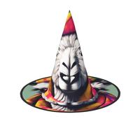 DUWAA Llama In A Scarf Print Witch Hat, Wizard Hat Cosplay Accessories For Halloween Costume Party Masquerade Carnivals-3pcs
