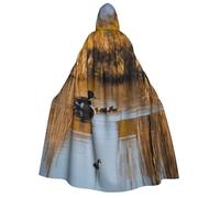 DUWAA Loon Nature Bird print Halloween Hooded Robe Cloak for Adult Men Women Wizard Vampire Knight Fancy Cool Cape Costume